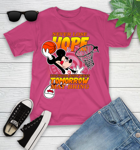 Atlanta Hawks NBA Basketball Mickey Disney Never Lose Hope Youth T-Shirt 11