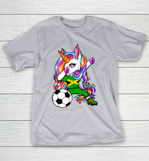 Dabbing Unicorn Jamaica Soccer Fans Jersey Jamaican Football T-Shirt 6