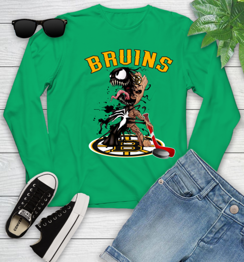 NHL Boston Bruins Hockey Venom Groot Guardians Of The Galaxy Youth Long Sleeve 6