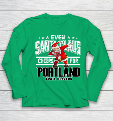 Portland Trail Blazers Even Santa Claus Cheers For Christmas NBA Youth Long Sleeve 4