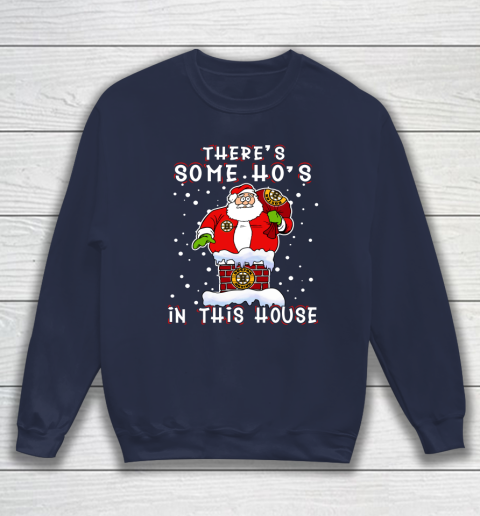 Boston Bruins Christmas There Is Some Hos In This House Santa Stuck In The Chimney NHL Sweatshirt 2