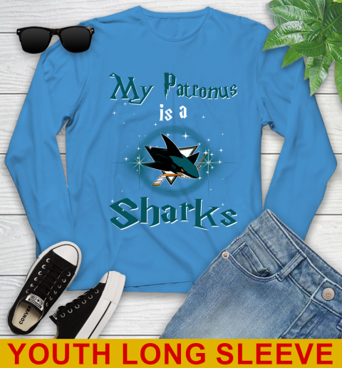 NHL Hockey Harry Potter My Patronus Is A San Jose Sharks Youth Long Sleeve 8