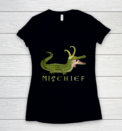 Alligator Loki gator Croki Crocodile God of Mischief Women's V-Neck T-Shirt