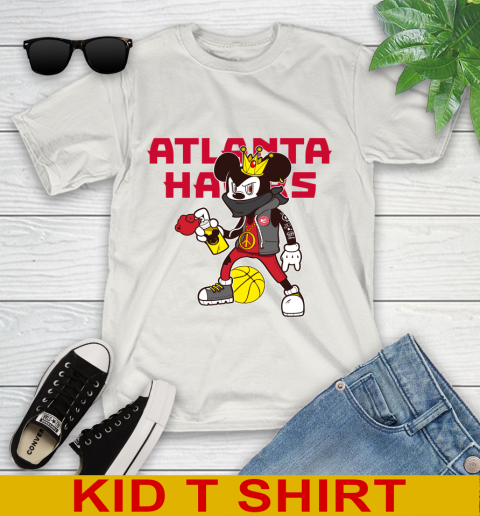Atlanta Hawks NBA Basketball Mickey Peace Sign Sports Youth T-Shirt 12