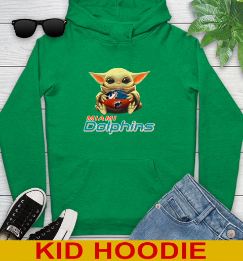 NFL Football Miami Dolphins Baby Yoda Star Wars Shirt Youth Hoodie 8