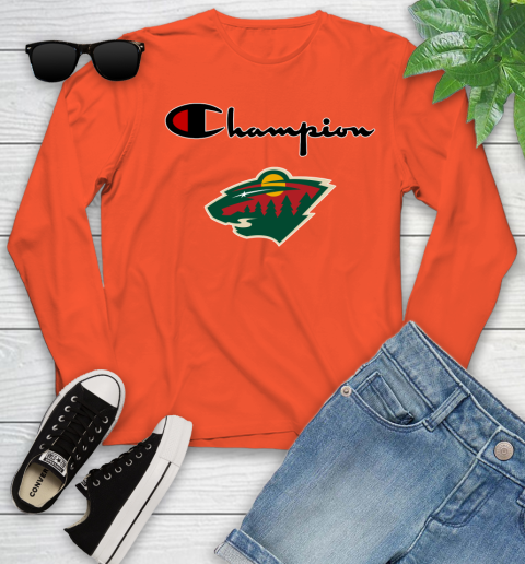 NHL Hockey Minnesota Wild Champion Shirt Youth Long Sleeve 2
