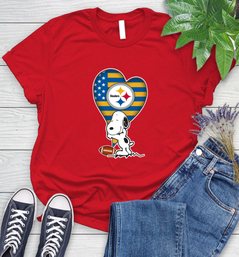 Pittsburgh Steelers NFL Football The Peanuts Movie Adorable Snoopy Women's T-Shirt 9