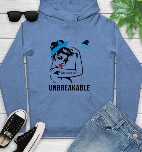 NFL Carolina Panthers Girl Unbreakable Football Sports Youth Hoodie 8