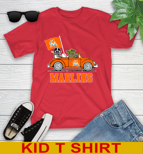 MLB Baseball Miami Marlins Darth Vader Baby Yoda Driving Star Wars Shirt Youth T-Shirt 11 MLB Baseball Miami Marlins Darth Vader Baby Yoda Driving Star Wars Shirt Youth T-Shirt - Image 11
