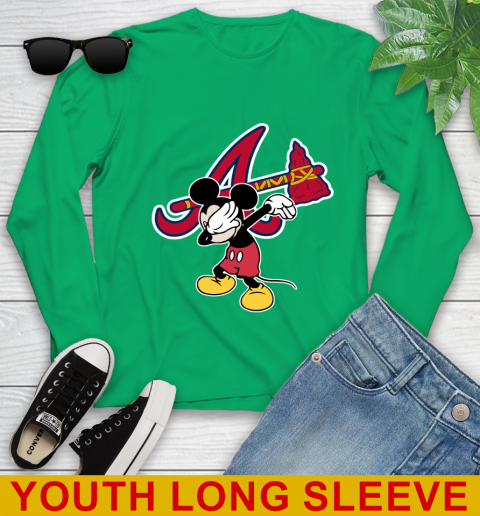 Atlanta Braves MLB Baseball Dabbing Mickey Disney Sports Youth Long Sleeve 7