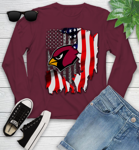 Arizona Cardinals NFL Football American Flag Youth Long Sleeve 6