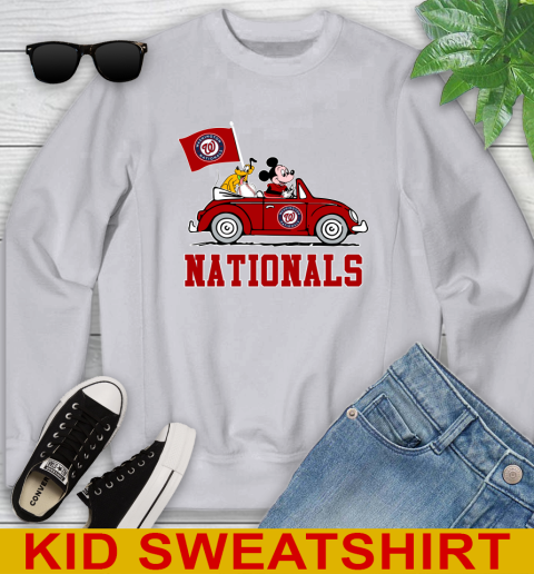 MLB Baseball Washington Nationals Pluto Mickey Driving Disney Shirt Youth Sweatshirt 4