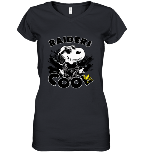 Oakland Raiders Snoopy Joe Cool We're Awesome Women's V-Neck T-Shirt