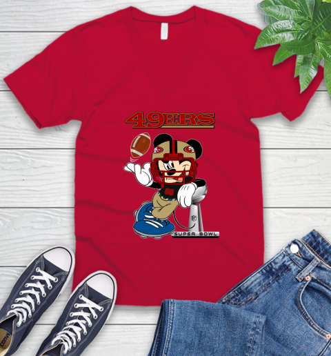 NFL San Francisco 49ers Mickey Mouse Disney Super Bowl Football T Shirt V-Neck T-Shirt 8