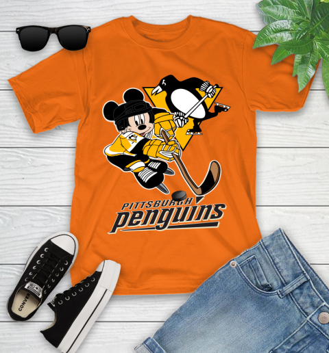 NHL Pittsburgh Penguins Mickey Mouse Disney Hockey T Shirt Youth T-Shirt 7