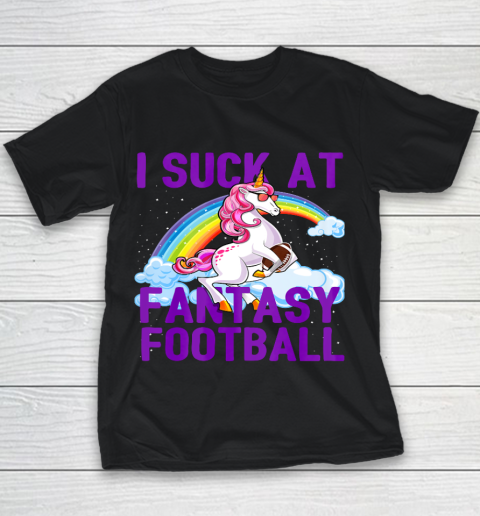 I Suck at Fantasy Football Unicorn Rainbow Loser Men Gift Youth T-Shirt
