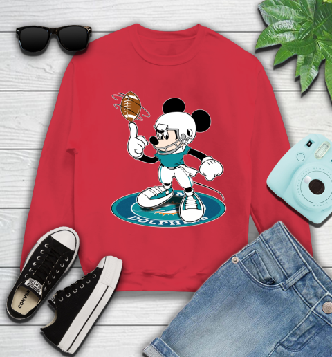 NFL Football Miami Dolphins Cheerful Mickey Disney Shirt Youth Sweatshirt 8