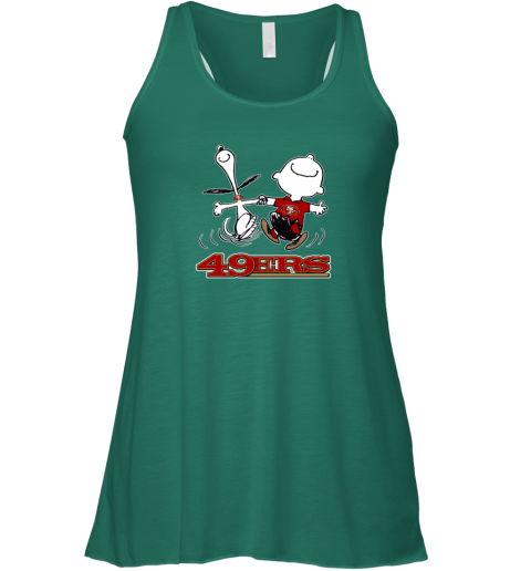 9ler snoopy and charlie brown happy san francisco 49ers fans flowy tank 32 front kelly