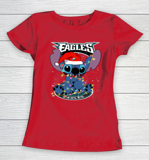 Philadelphia Eagles NFL Football noel stitch Christmas Women's T-Shirt 7