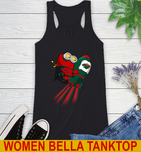 NHL Hockey Minnesota Wild Deadpool Minion Marvel Shirt Racerback Tank