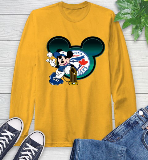 MLB Toronto Blue Jays The Commissioner's Trophy Mickey Mouse Disney Long Sleeve T-Shirt 3