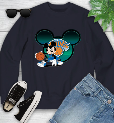 NBA New York Knicks Mickey Mouse Disney Basketball Youth Sweatshirt 4 NBA New York Knicks Mickey Mouse Disney Basketball Youth Sweatshirt - Image 4