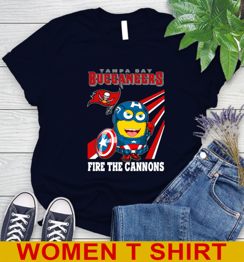 NFL Football Tampa Bay Buccaneers Captain America Marvel Avengers Minion Shirt Women's T-Shirt 2