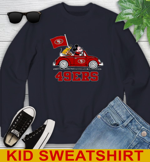 NFL Football San Francisco 49ers Pluto Mickey Driving Disney Shirt Youth Sweatshirt 3