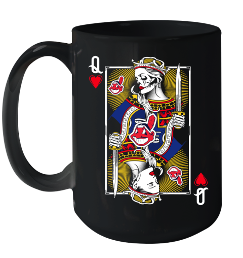 MLB Baseball Cleveland Indians The Queen Of Hearts Card Shirt Ceramic Mug 15oz