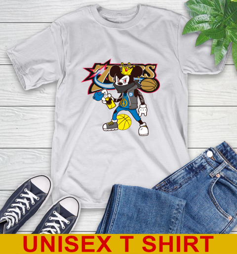 Philadelphia 76ers NBA Basketball Mickey Peace Sign Sports T-Shirt 12