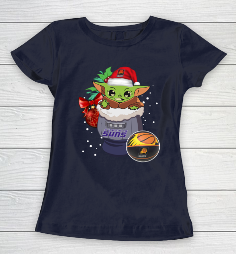 Phoenix Suns Christmas Baby Yoda Star Wars Funny Happy NBA Women's T-Shirt 4
