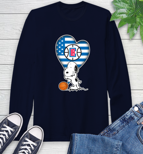 LA Clippers NBA Basketball The Peanuts Movie Adorable Snoopy Long Sleeve T-Shirt 4