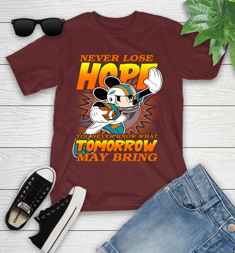 Miami Dolphins NFL Football Mickey Disney Never Lose Hope Youth T-Shirt 14