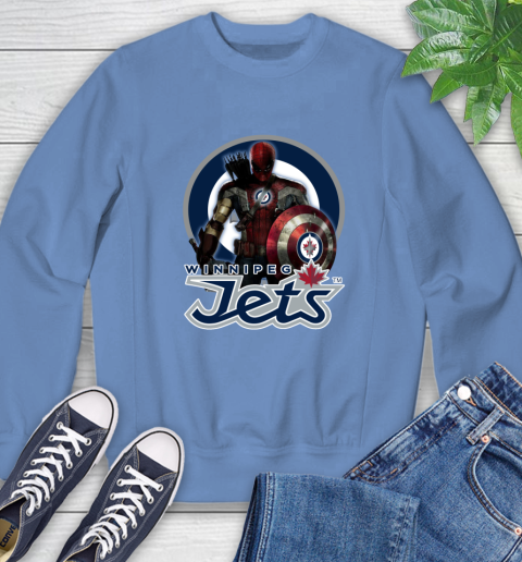 NHL Captain America Thor Spider Man Hawkeye Avengers Endgame Hockey Winnipeg Jets Sweatshirt 11