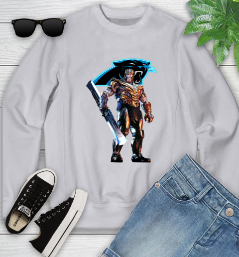 NFL Thanos Gauntlet Avengers Endgame Football Carolina Panthers Youth Sweatshirt 4