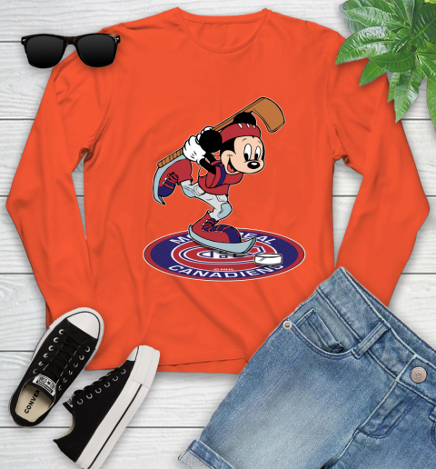 NHL Hockey Montreal Canadiens Cheerful Mickey Disney Shirt Youth Long Sleeve 4
