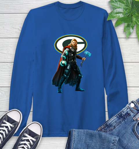 NFL Thor Avengers Endgame Football Green Bay Packers Long Sleeve T-Shirt 9