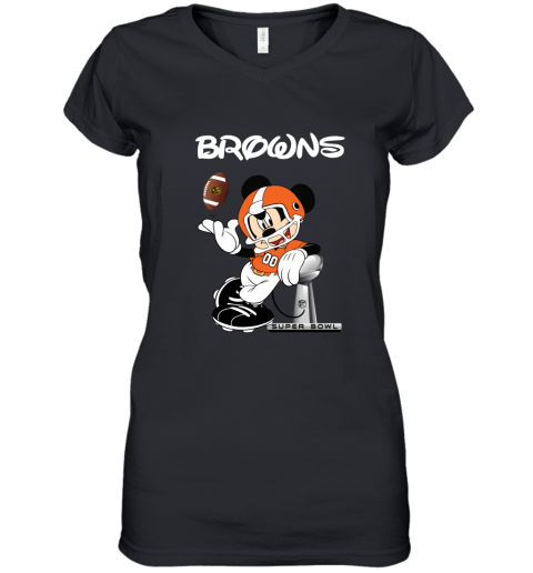 Mickey Browns Taking The Super Bowl Trophy Football Women's V-Neck T-Shirt