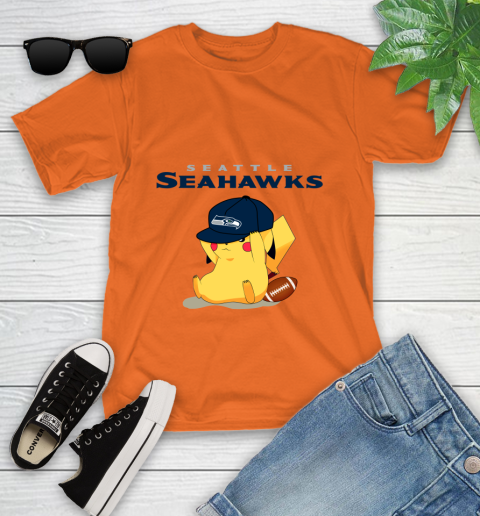 NFL Pikachu Football Seattle Seahawks Youth T-Shirt 7