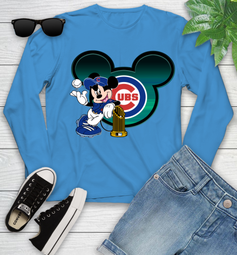 MLB Chicago Cubs The Commissioner's Trophy Mickey Mouse Disney Youth Long Sleeve 7