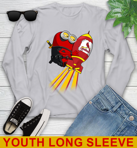 MLB Baseball St.Louis Cardinals Deadpool Minion Marvel Shirt Youth Long Sleeve 5