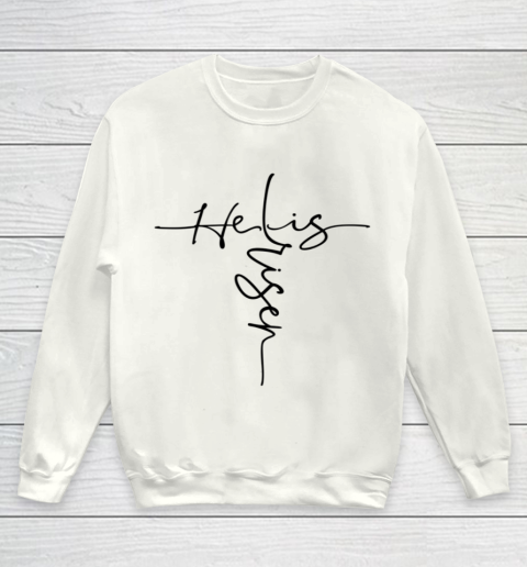 Easter He is Risen Cross Christian Youth Sweatshirt