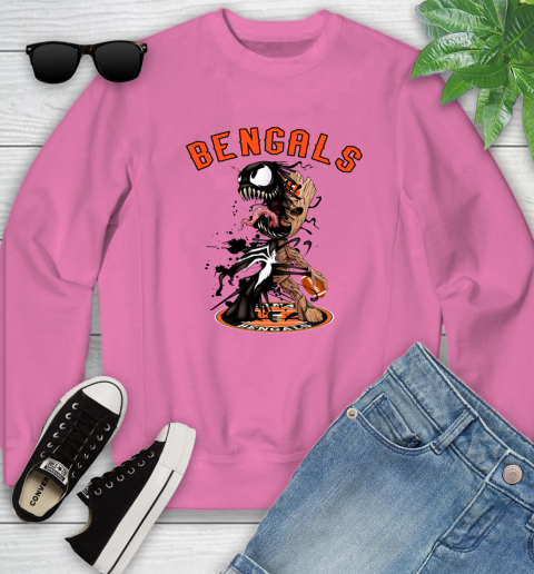 NFL Cincinnati Bengals Football Venom Groot Guardians Of The Galaxy Youth Sweatshirt 7
