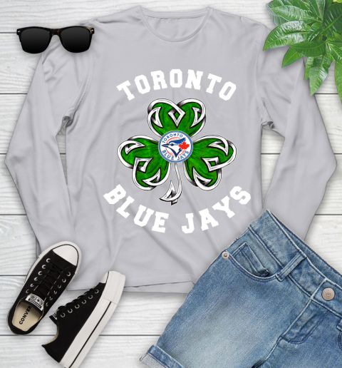 MLB Toronto Blue Jays Three Leaf Clover St Patrick's Day Baseball Sports Youth Long Sleeve 5