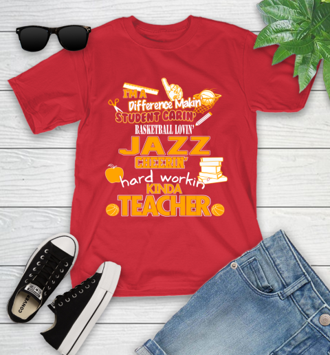 Utah Jazz NBA I'm A Difference Making Student Caring Basketball Loving Kinda Teacher Youth T-Shirt 13