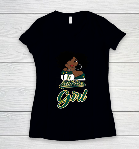 Oakland Athleticss Girl MLB Women's V-Neck T-Shirt