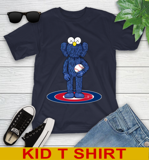 MLB Baseball Chicago Cubs Kaws Bff Blue Figure Shirt Youth T-Shirt 3