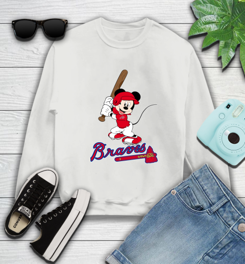 MLB Baseball Atlanta Braves Cheerful Mickey Mouse Shirt Sweatshirt 5