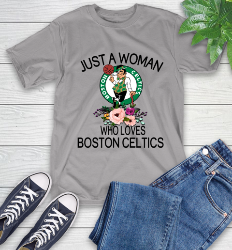 NBA Just A Woman Who Loves Boston Celtics Basketball Sports T-Shirt 4