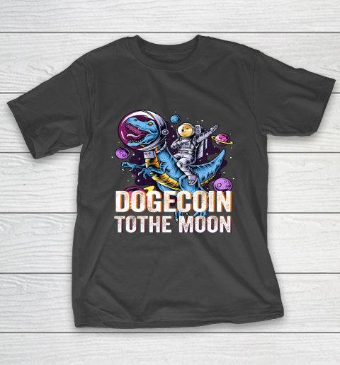 Dogecoin To The Moon T rex Cryptocurrency T-Shirt 1